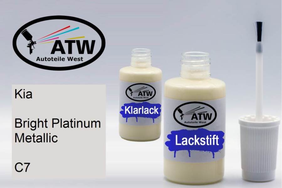 Kia, Bright Platinum Metallic, C7: 20ml Lackstift + 20ml Klarlack - Set, von ATW Autoteile West.